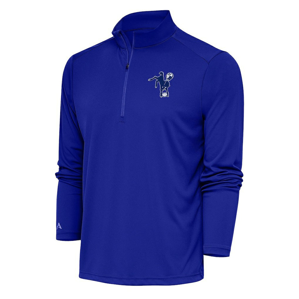 Indianapolis Colts Antigua Team Logo Throwback Tribute Quarter-Zip Pullover Top - Royal Pullover