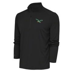 Philadelphia Eagles Antigua Team Logo Throwback Tribute Quarter-Zip Pullover Top - Charcoal Pullover