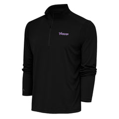 Minnesota Vikings Antigua Team Logo Throwback Tribute Quarter-Zip Pullover Top - Black Pullover