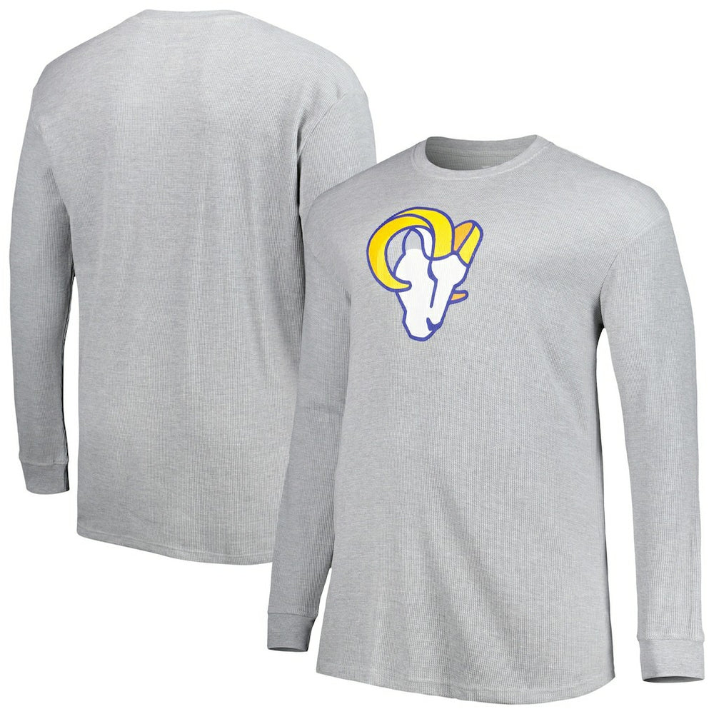 Los Angeles Rams Big & Tall Waffle-Knit Thermal Long Sleeve T-Shirt - Heather Gray T-shirts