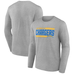 Los Angeles Chargers On Side Stripe Team Long Sleeve T-Shirt - Heather Gray T-shirts