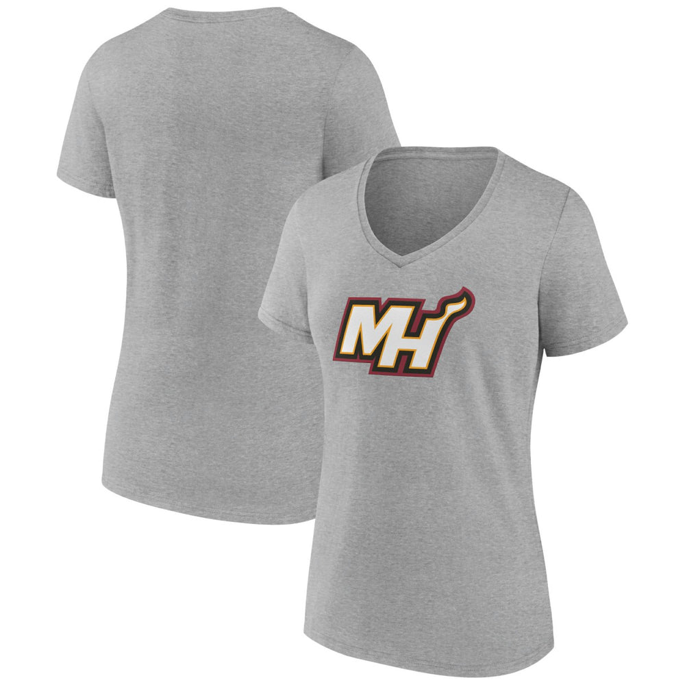 Miami Heat Women's Alternate Logo V-Neck T-Shirt Heather Gray outlet