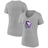 Sacramento Kings Women's Alternate Logo V-Neck T-Shirt Heather Gray