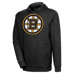 Boston Bruins Antigua Logo Action Chenille Pullover Hoodie - Heather Black | US 5125717