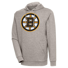 Boston Bruins Antigua Logo Action Chenille Pullover Hoodie - Oatmeal | US 5125719