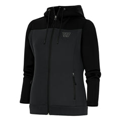 Washington Commanders Antigua Women's Tonal Logo Protect Full-Zip Hoodie Jacket - Black/Charcoal Hoodies