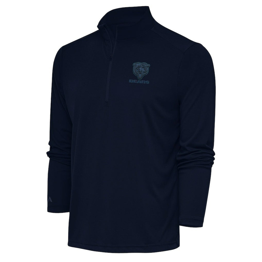 Chicago Bears Antigua Tonal Logo Tribute Quarter-Zip Pullover Top - Navy Pullover