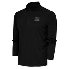 Cincinnati Bengals Antigua Tonal Logo Tribute Quarter-Zip Pullover Top - Black Pullover