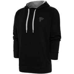 Atlanta Falcons Antigua Tonal Logo Victory Pullover Hoodie - Black Hoodies