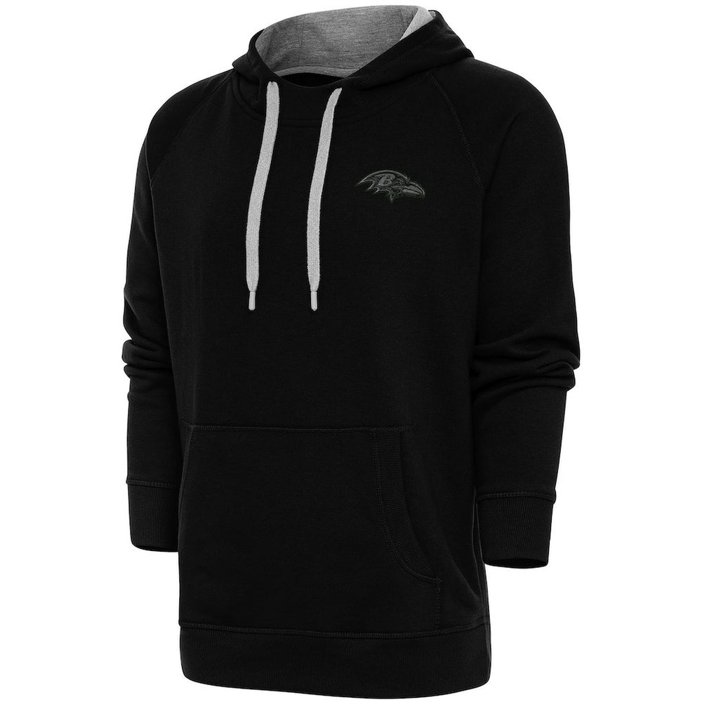 Baltimore Ravens Antigua Tonal Logo Victory Pullover Hoodie - Black Hoodies