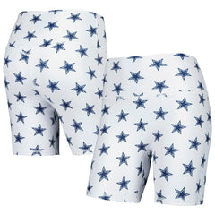Dallas Cowboys Women's Allover Print Biker Shorts - White Shorts