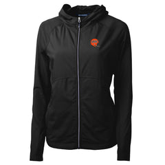 Cincinnati Bengals Cutter & Buck Women's Throwback Logo Adapt Eco Knit Hybrid Recycled Full-Zip Hoodie - Black Hoodies