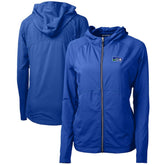 Seattle Seahawks Cutter & Buck Women's Throwback Logo Adapt Eco Knit Hybrid Recycled Full-Zip Hoodie - Royal Hoodies