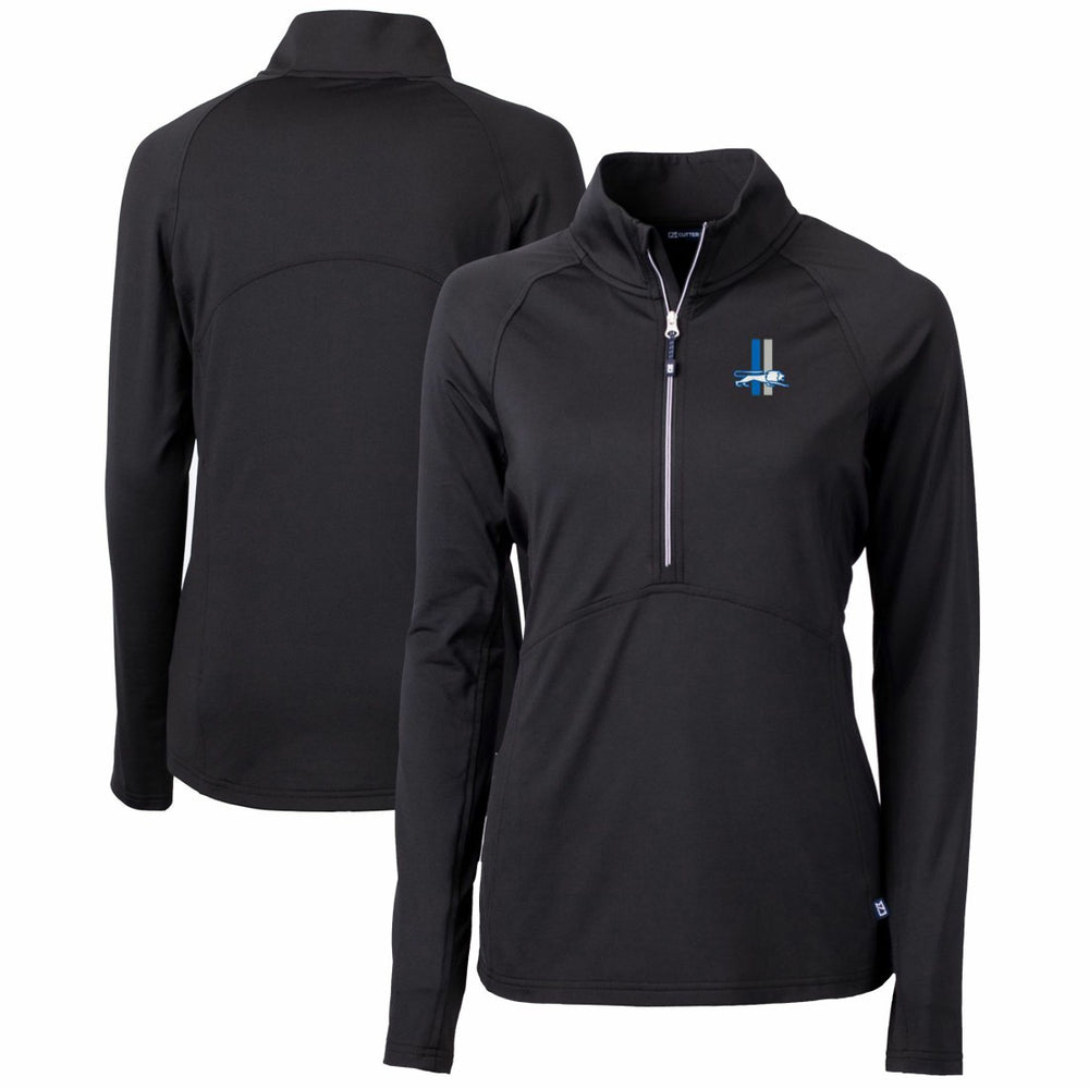Detroit Lions Cutter & Buck Women's Throwback Logo Adapt Eco Knit Stretch Recycled Half-Zip Pullover Top - Black Pullover