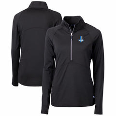 Detroit Lions Cutter & Buck Women's Throwback Logo Adapt Eco Knit Stretch Recycled Half-Zip Pullover Top - Black Pullover