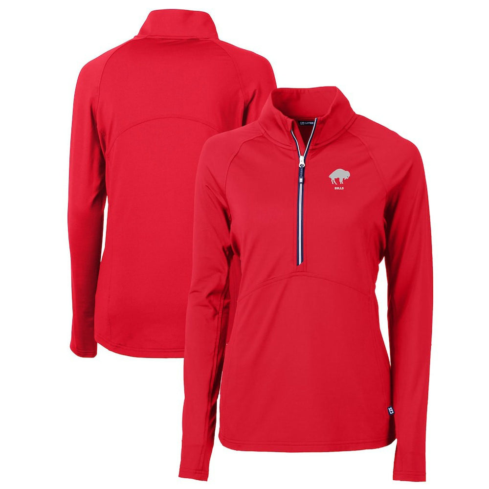 Buffalo Bills Cutter & Buck Women's Throwback Logo Adapt Eco Knit Stretch Recycled Half-Zip Pullover Top - Red Pullover