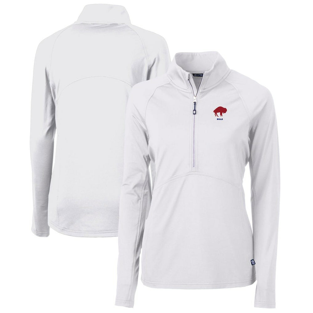 Buffalo Bills Cutter & Buck Women's Throwback Logo Adapt Eco Knit Stretch Recycled Half-Zip Pullover Top - White Pullover