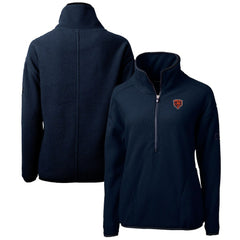 Chicago Bears Cutter & Buck Women's Throwback Logo Cascade Eco Sherpa Fleece Half-Zip Pullover Jacket - Navy Pullover