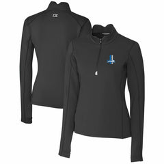 Detroit Lions Cutter & Buck Women's Throwback Logo Traverse Stretch Quarter-Zip Pullover Top - Black Pullover