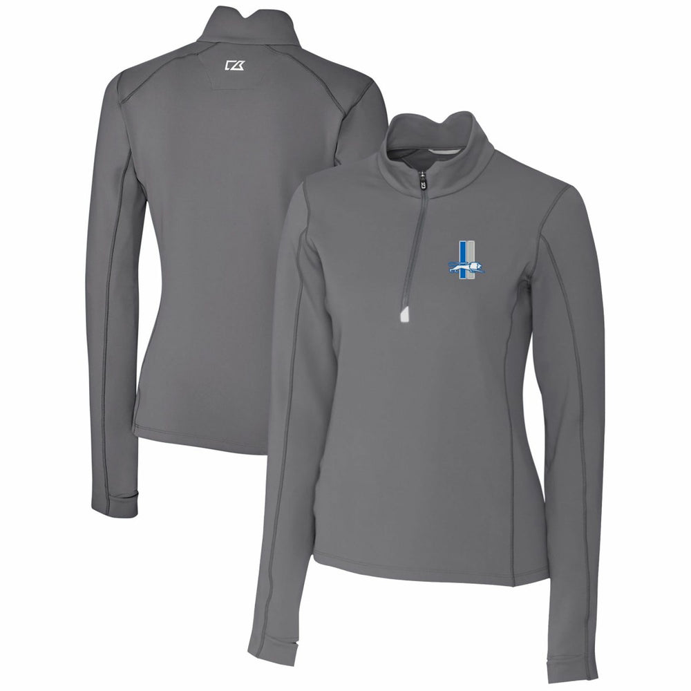 Detroit Lions Cutter & Buck Women's Throwback Logo Traverse Stretch Quarter-Zip Pullover Top - Steel Pullover