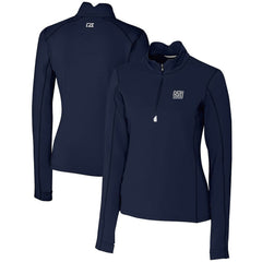 New York Giants Cutter & Buck Women's Throwback Logo Traverse Stretch Quarter-Zip Pullover Top - Navy Pullover