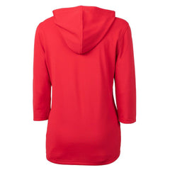 Atlanta Falcons Cutter & Buck Women's Throwback Logo Virtue Eco Pique 3/4 Sleeve Half-Zip Pullover Hoodie - Red Hoodies