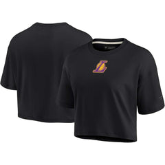 Los Angeles Lakers Women's Elements Super Soft Boxy Cropped T-Shirt Black - Fanatics