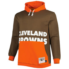 Cleveland Browns Big & Tall Big Face Pullover Hoodie - Brown/Orange Hoodies