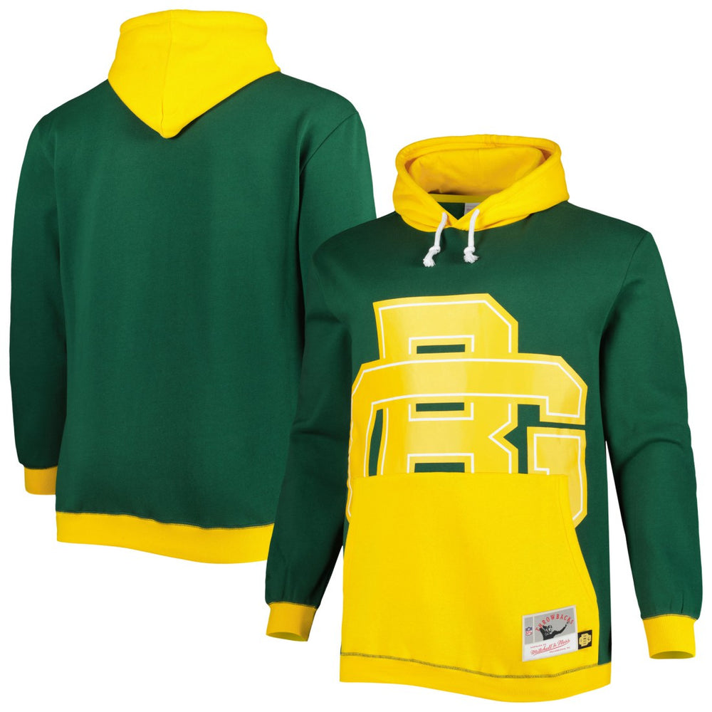 Green Bay Packers Big & Tall Big Face Pullover Hoodie - Green/Gold Hoodies
