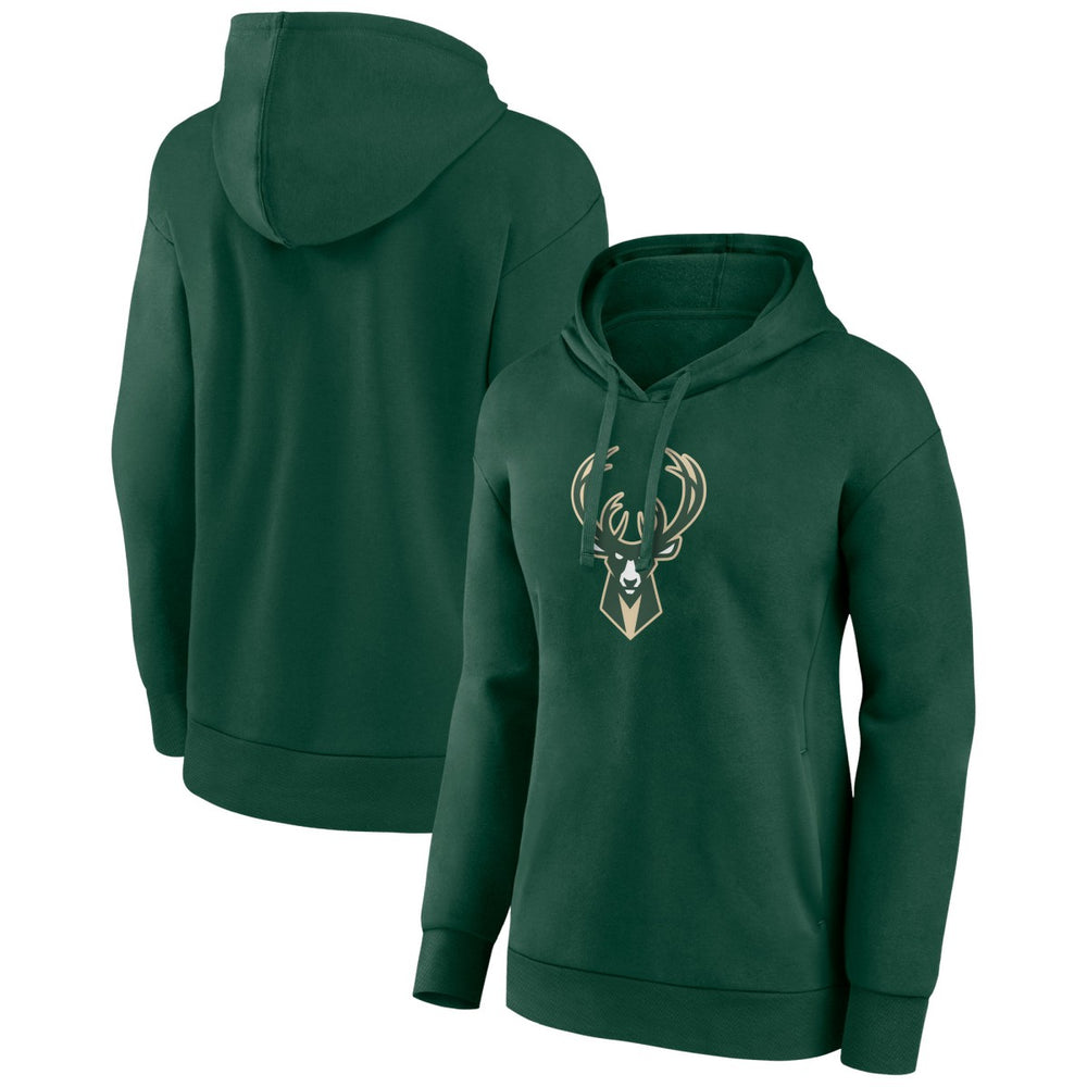 Milwaukee Bucks Women's Team Primary Logo Pullover Hoodie Hunter Green outlet