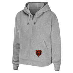Chicago Bears WEAR by Erin Andrews Women's Team Full-Zip Hoodie - Heathered Gray Hoodies