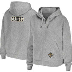 New Orleans Saints WEAR by Erin Andrews Women's Team Full-Zip Hoodie - Heathered Gray Hoodies