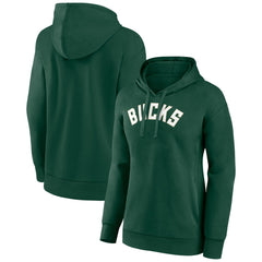 Milwaukee Bucks Women's Wordmark Alt Pullover Hoodie Hunter Green
