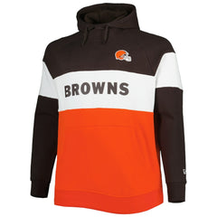Cleveland Browns New Era Big & Tall Current Colorblock Raglan Fleece Pullover Hoodie - Orange/Brown Hoodies