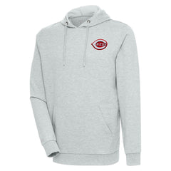 Cincinnati Reds Antigua Action Pullover Hoodie - Heather Gray Hoodies