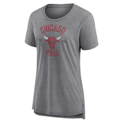 Chicago Bulls Women's Heritage Tri-Blend T-Shirt Heather Gray