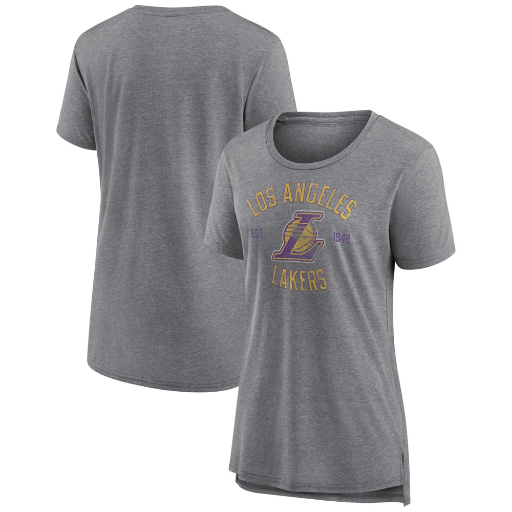 Los Angeles Lakers Women's Heritage Tri-Blend T-Shirt Heather Gray