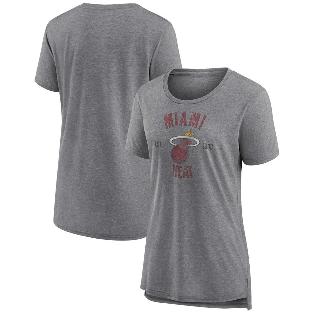 Miami Heat Women's Heritage Tri-Blend T-Shirt Heather Gray