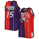 Vince Carter Toronto Raptors Big & Tall Hardwood Classics 1998/99 Split Swingman Jersey Purple/Red - Mitchell & Ness