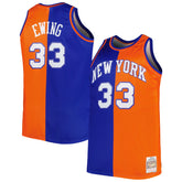 Patrick Ewing New York Knicks Big & Tall Hardwood Classics 1991/92 Split Swingman Jersey Blue/Orange - Mitchell & Ness