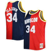 Hakeem Olajuwon Houston Rockets Big & Tall Hardwood Classics 1993/94 Split Swingman Jersey Navy/Red - Mitchell & Ness