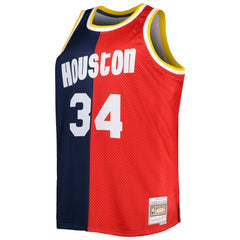 Hakeem Olajuwon Houston Rockets Big & Tall Hardwood Classics 1993/94 Split Swingman Jersey Navy/Red - Mitchell & Ness