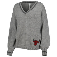 Chicago Bulls Lusso Women's Scarletts Lantern Sleeve Tri-Blend V-Neck Pullover Sweater Gray outlet