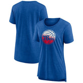 Philadelphia 76ers Women's Gradient Logo Tri-Blend T-Shirt Heather Red outlet
