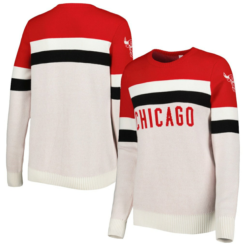 Chicago Bulls Lusso Women's Dominique Pullover Sweater Red/Cream outlet