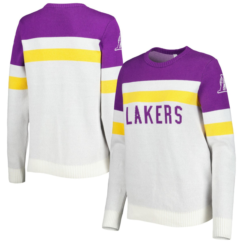 Los Angeles Lakers Lusso Women's Dominique Pullover Sweater Purple/Cream outlet