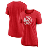 Atlanta Hawks Women's Distressed Logo Tri-Blend T-Shirt Heather Red