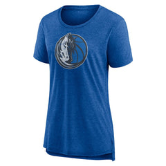 Dallas Mavericks Women's Distressed Logo Tri-Blend T-Shirt Heather Blue