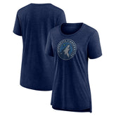 Minnesota Timberwolves Women's Distressed Logo Tri-Blend T-Shirt Heather Navy