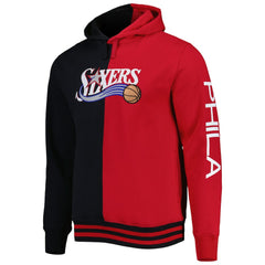 Philadelphia 76ers Big & Tall Hardwood Classics Split Pullover Hoodie Black/Red - Mitchell & Ness
